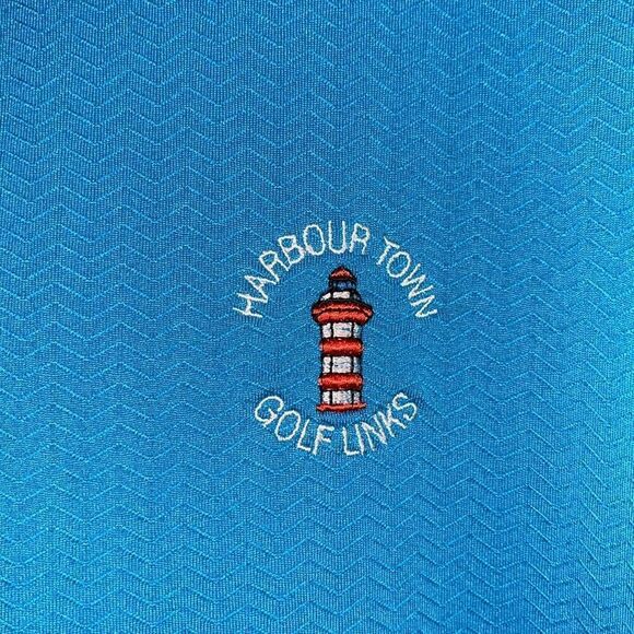 Amazing Harbour Town Golf Links performance Teal Blue Hilton Head polo shirt L - Picture 2 of 5